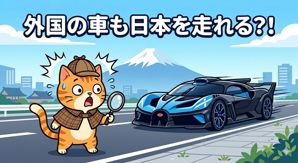 日本の公道を走る海外ナンバーのブガッティ